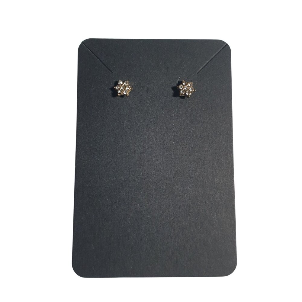 Gold Tone Snowflake Star Shaped Stud Earrings Clear Rhinestone Stud Classic